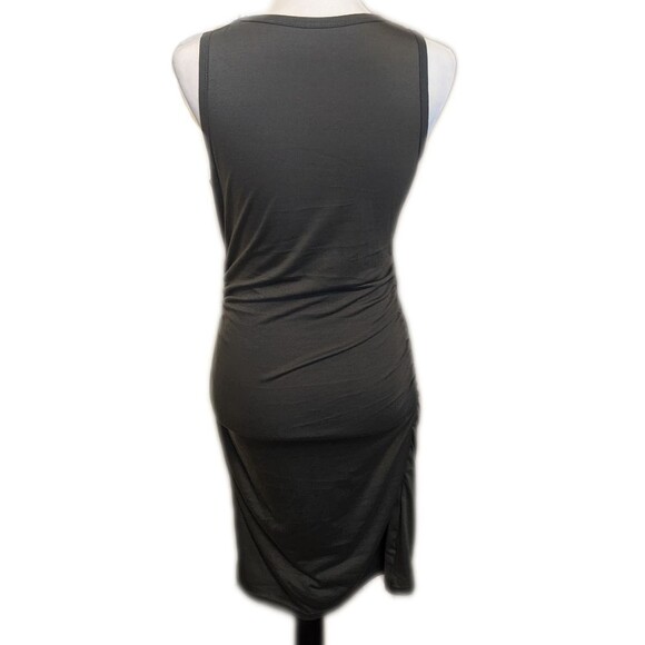 Charcoal gray sleeveless ruched bodycon mini dress, size M - Picture 2 of 3
